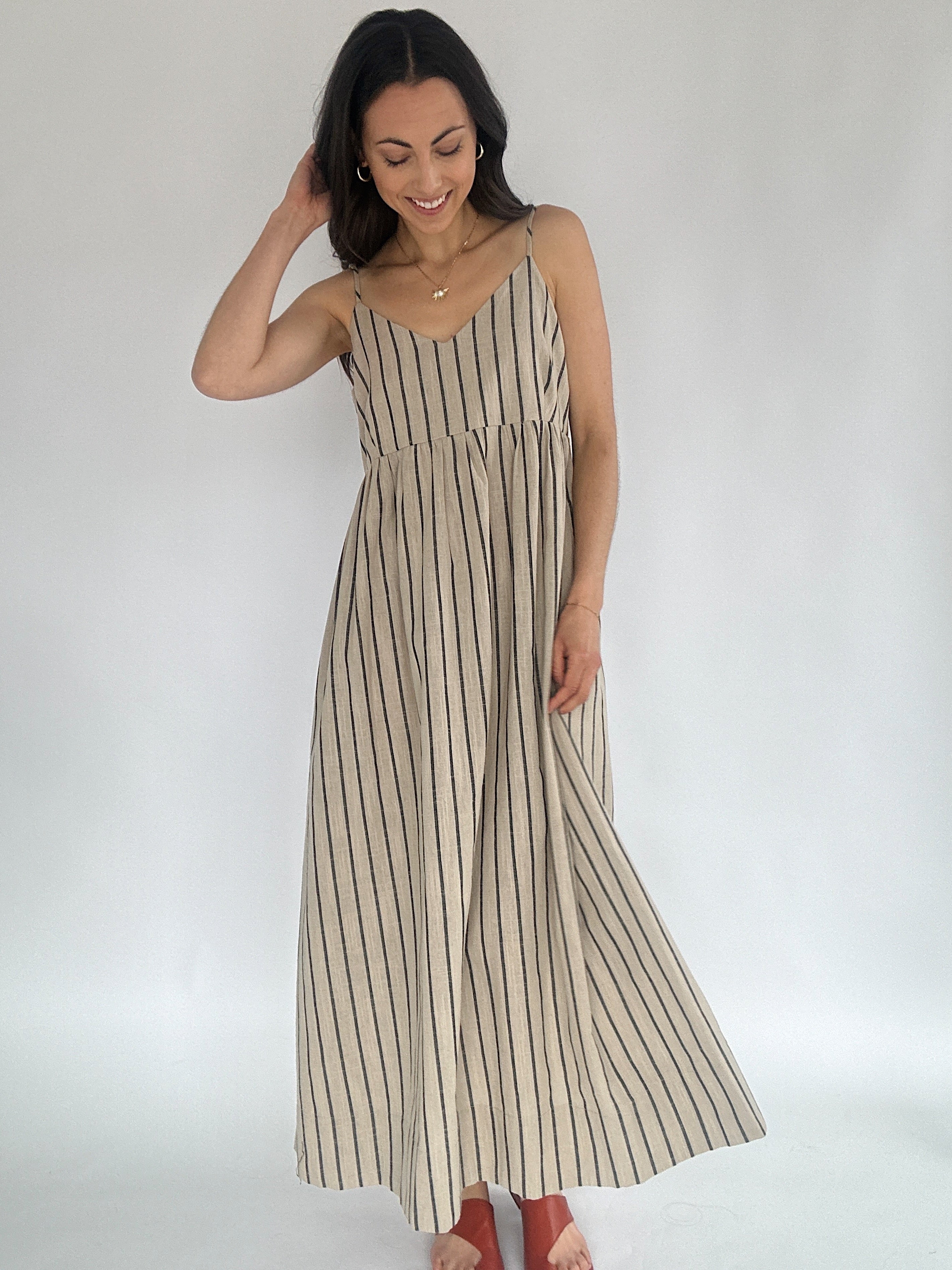 Avery Striped Maxi Dress Front
