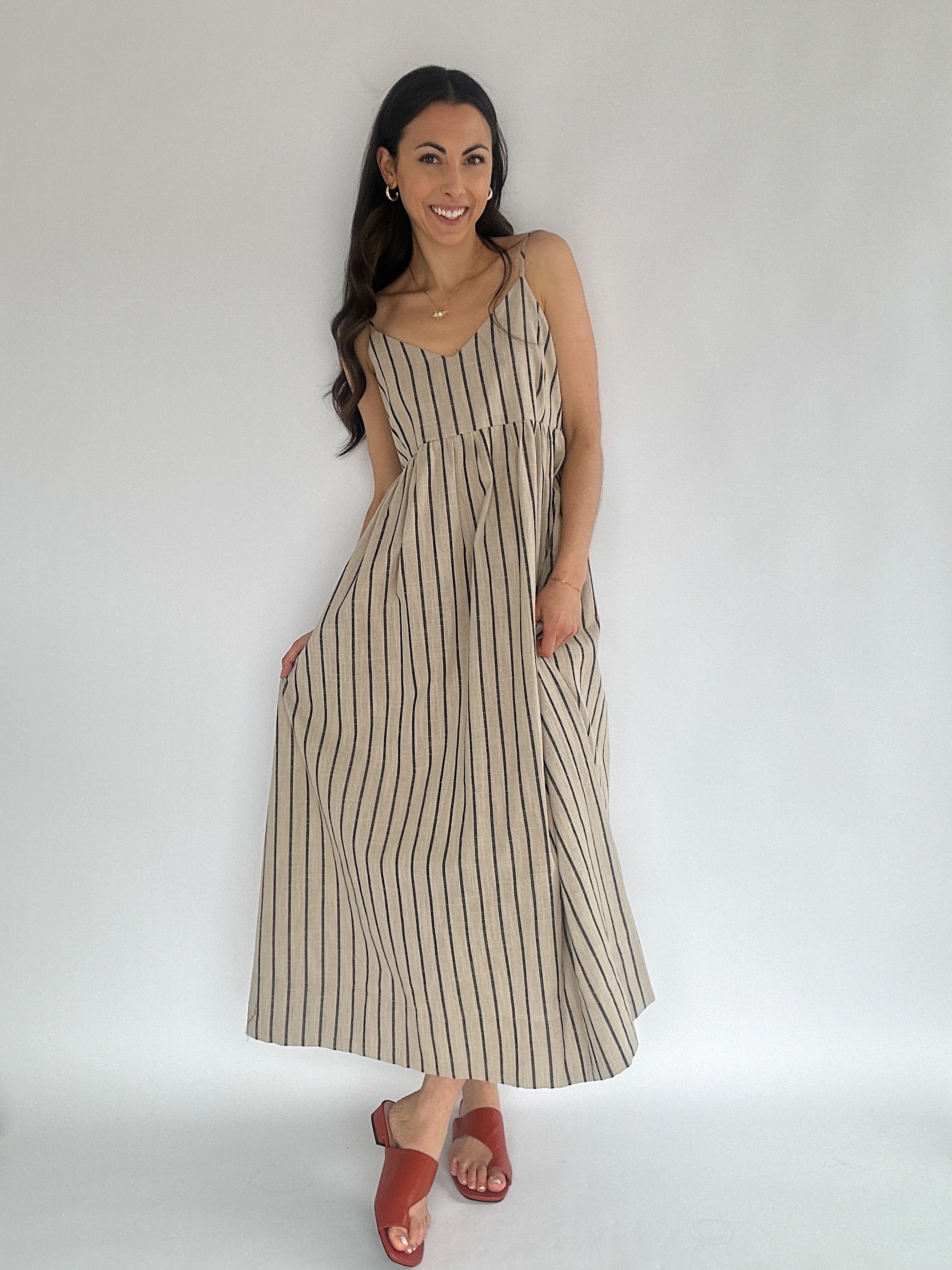 Avery Striped Maxi Dress Front