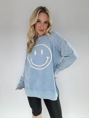Make You Smile Pullover - Peri Blue