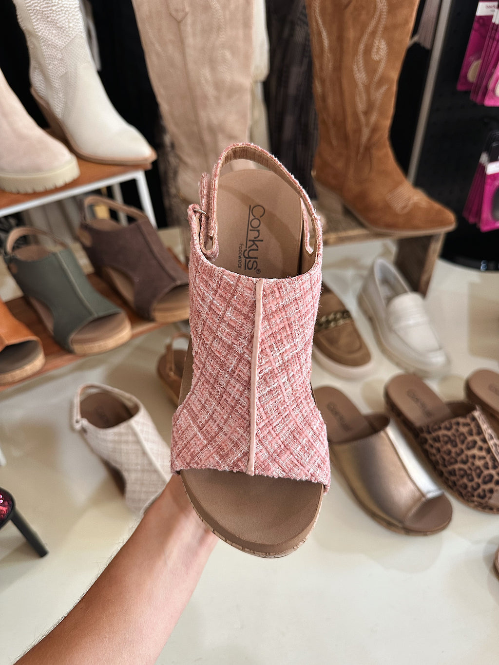 Carley Wedge - Blush Tweed