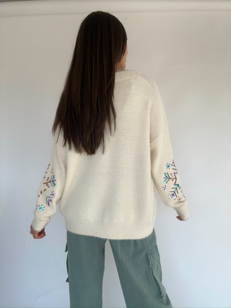 Sequin Snowflake Sweater