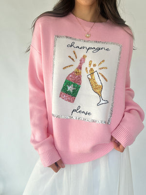 Champagne Bottle Sequin Sweater