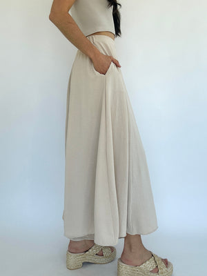 Coast To Coast Wide Leg Pants - Natural