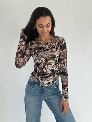 Floral Patchwork Long Sleeve Top