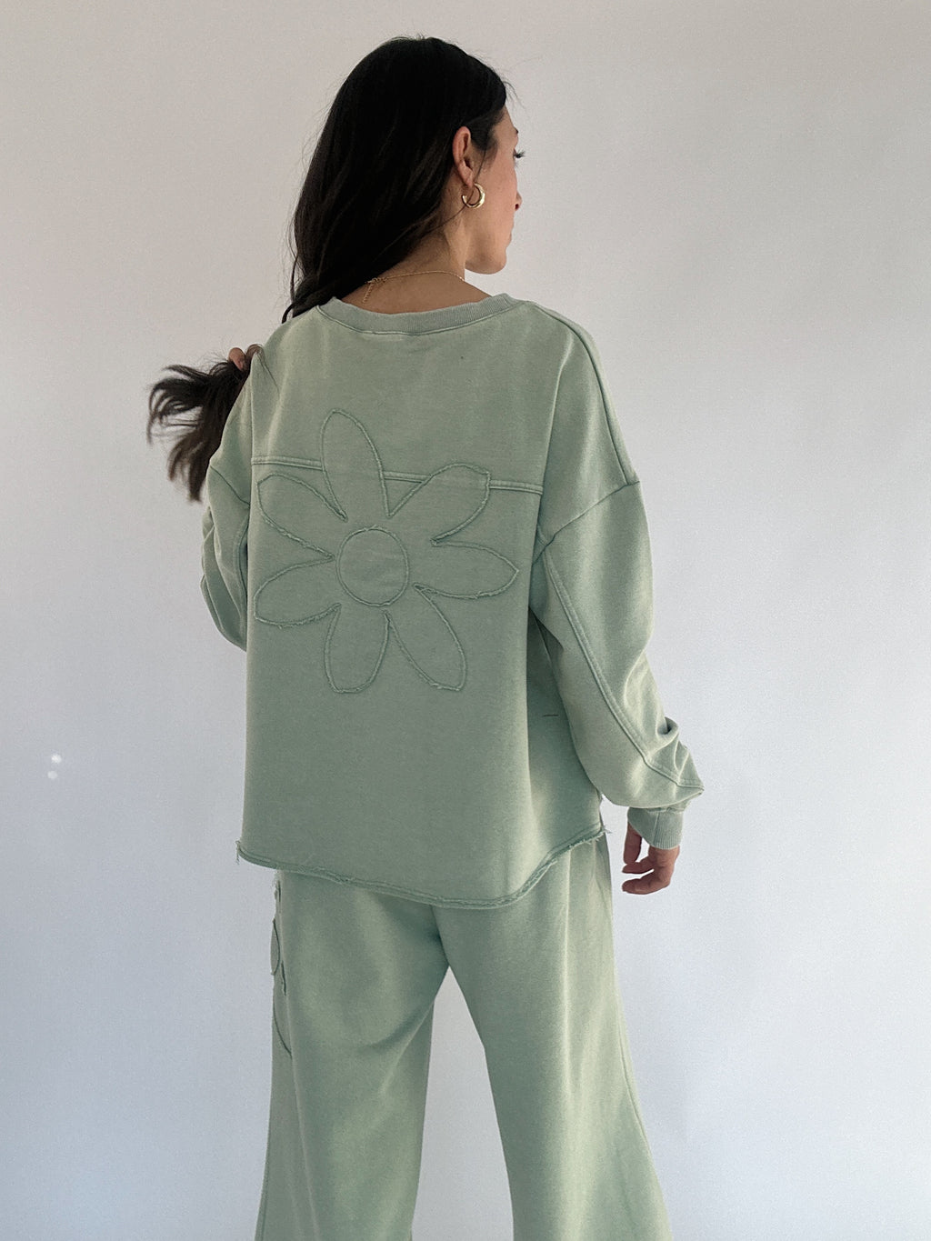 Blossom Flower Patch Pullover - Sage