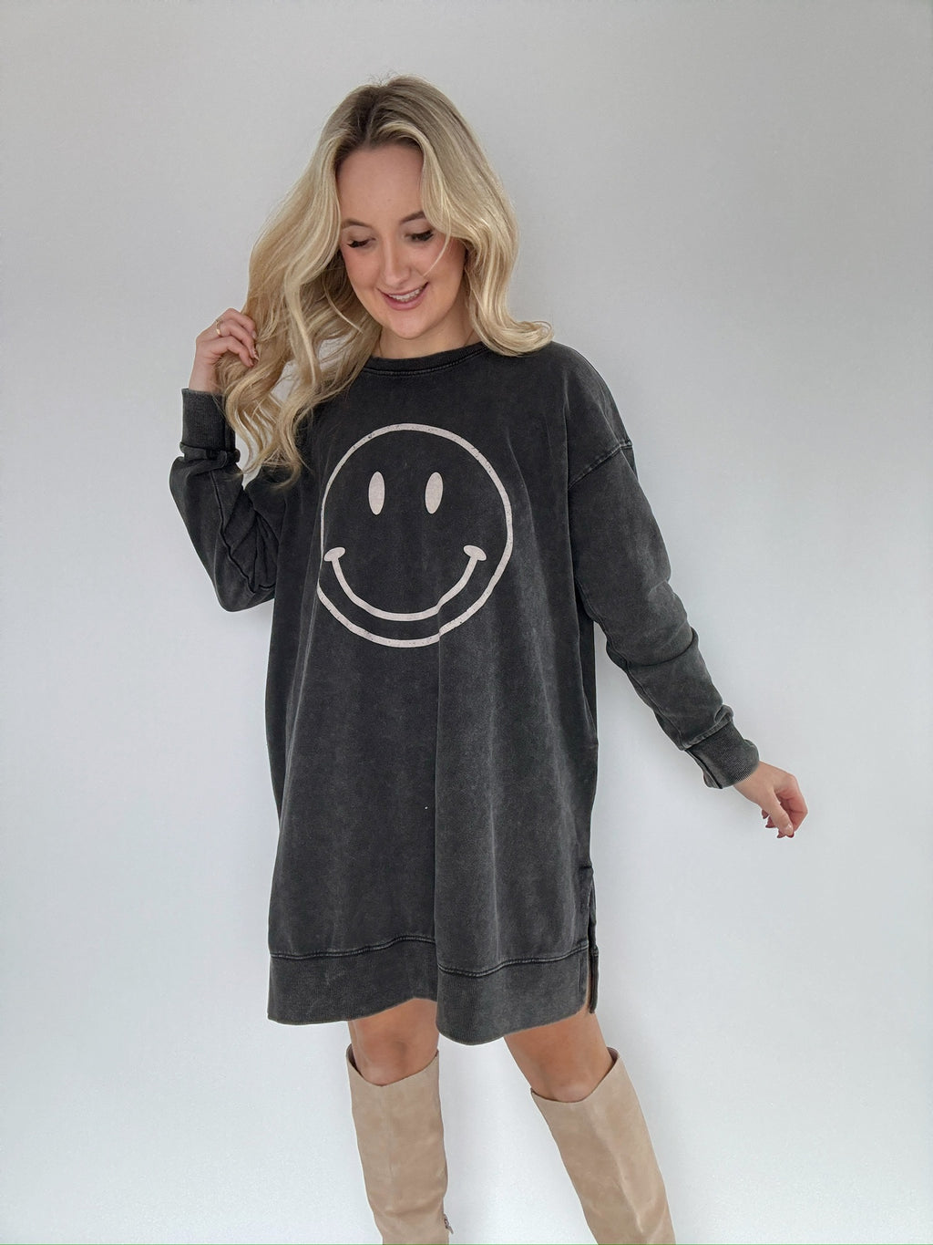 Make You Smile Sweatshirt Dress