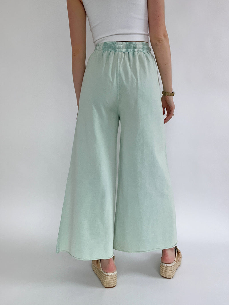 Back Seat Driver Wide Leg Pants - Mint Cream