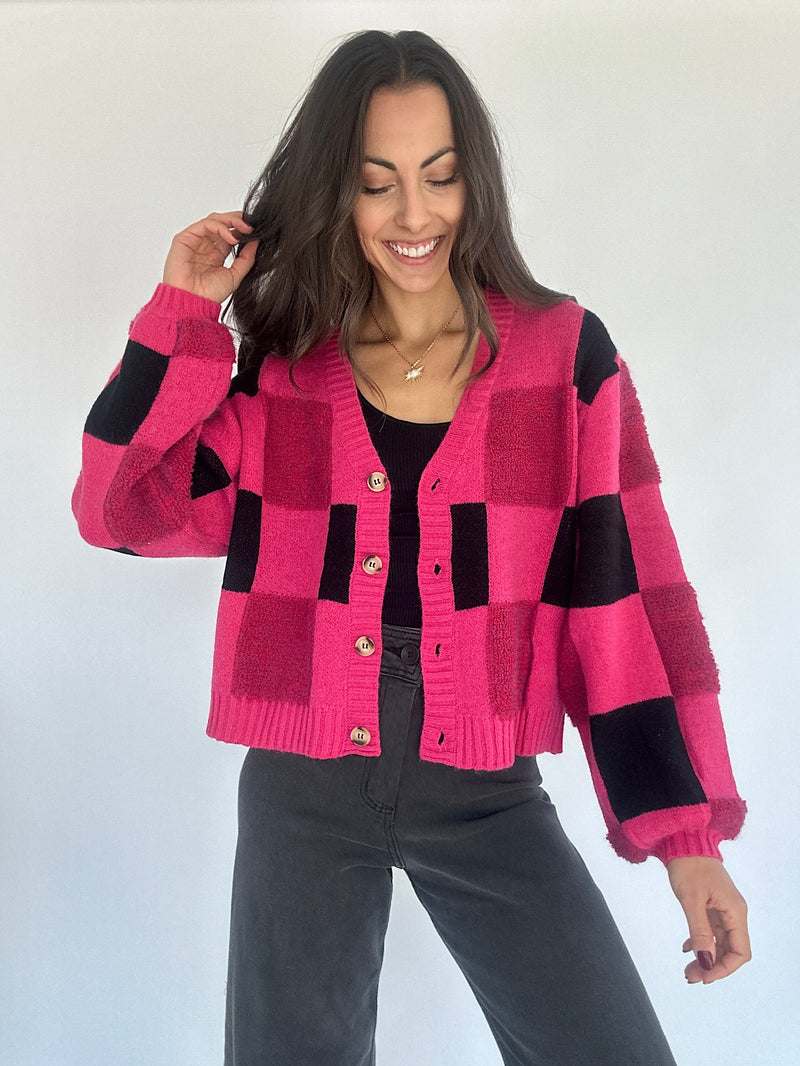 Head Over Heels Checkered Cardigan