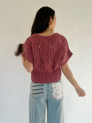 Cali Short Sleeve Sweater - Dark Mauve