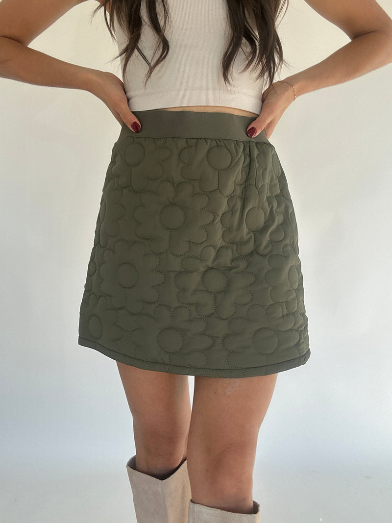 Flower Bomber Quilted Mini Skirt