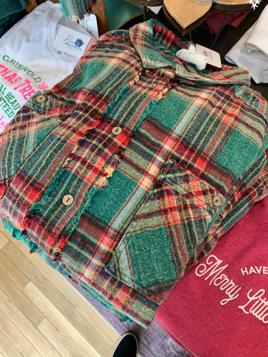 Holly Green Plaid Top