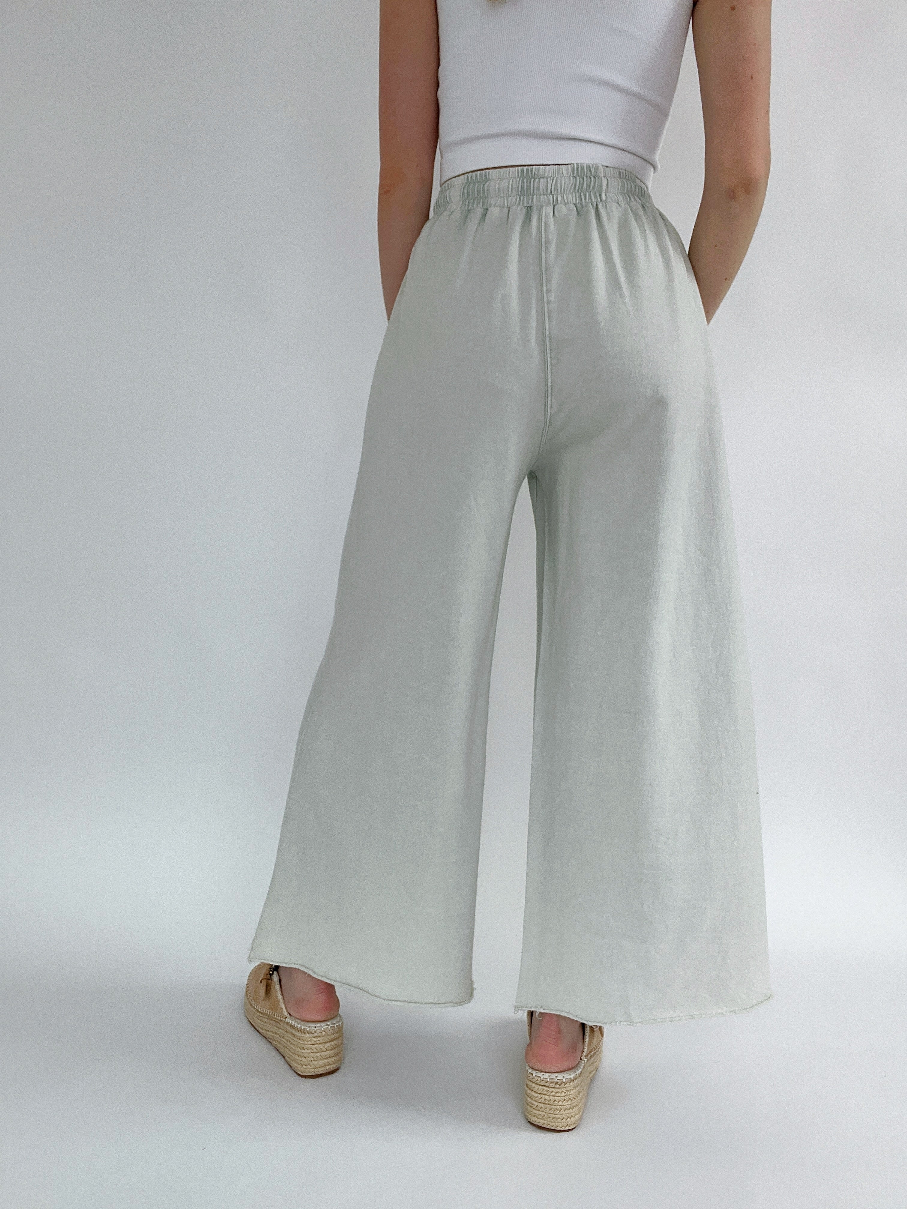 Back Seat Driver Wide Leg Pants Light Stone Back