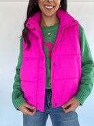 Hot pink puffer vest