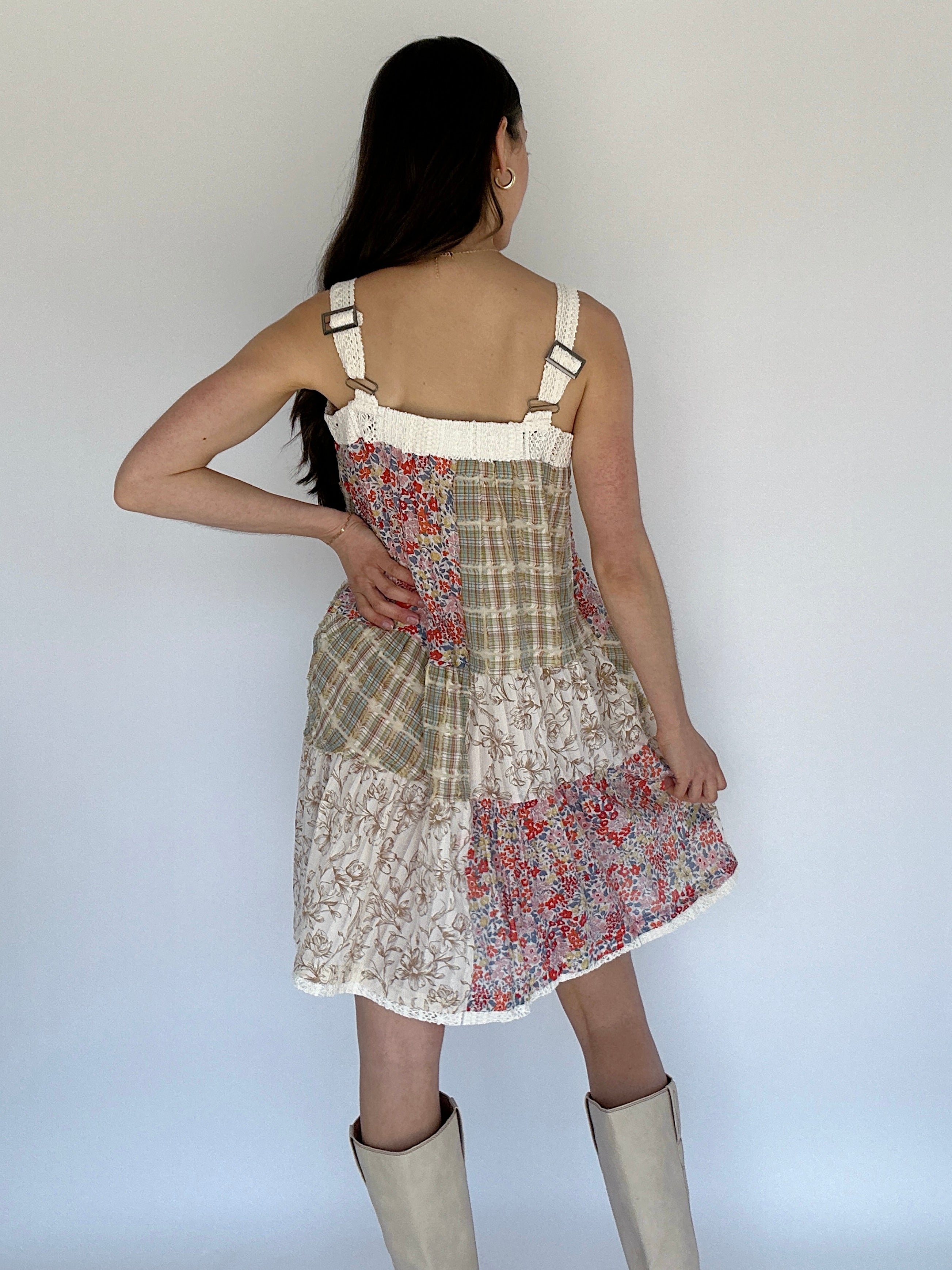 Beyond Me Patchwork Mini Dress Back