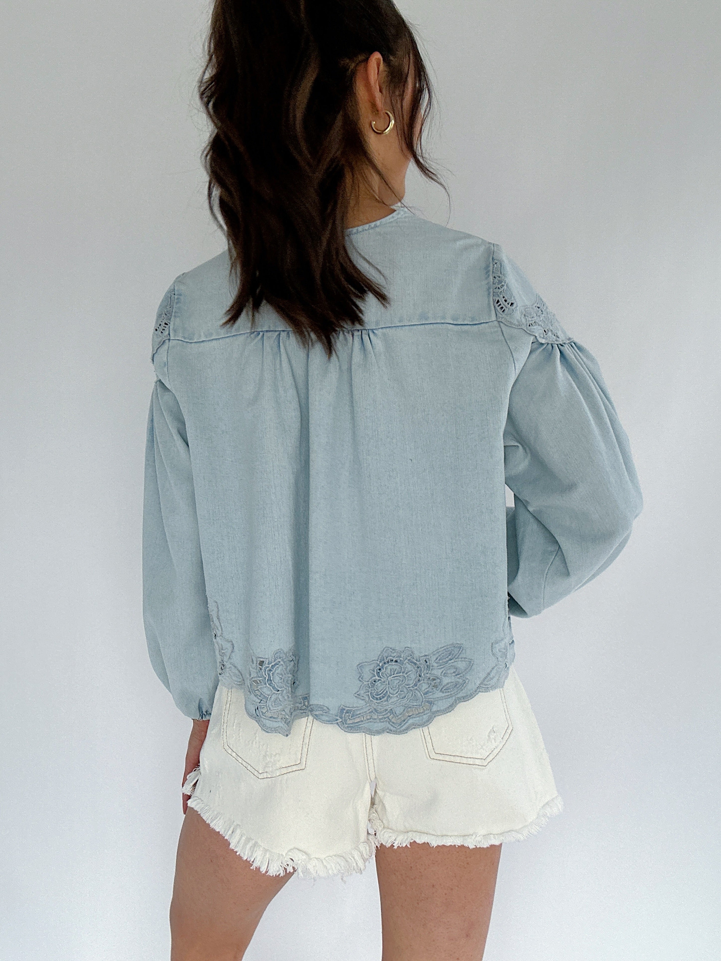 Boston Denim Eyelet Top Back