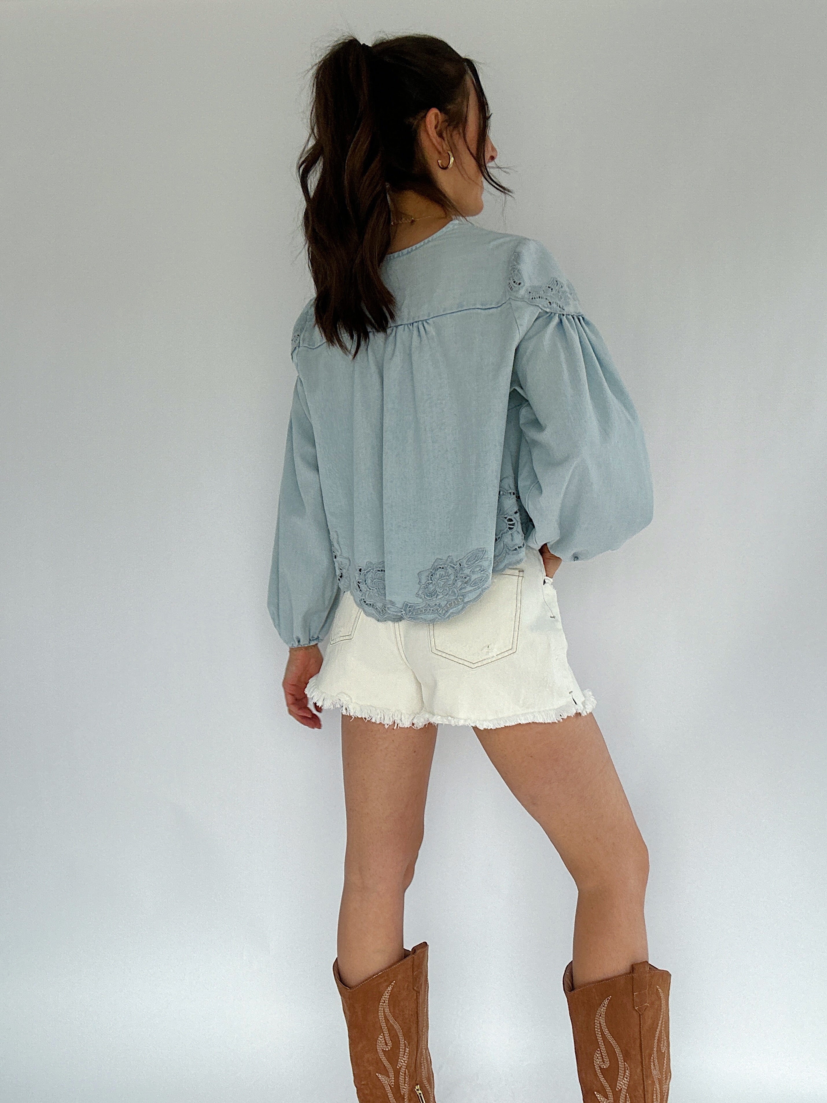 Boston Denim Eyelet Top Back