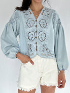 Boston Denim Eyelet Top Front