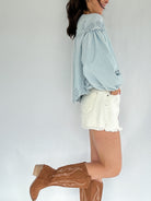 Boston Denim Eyelet Top Side