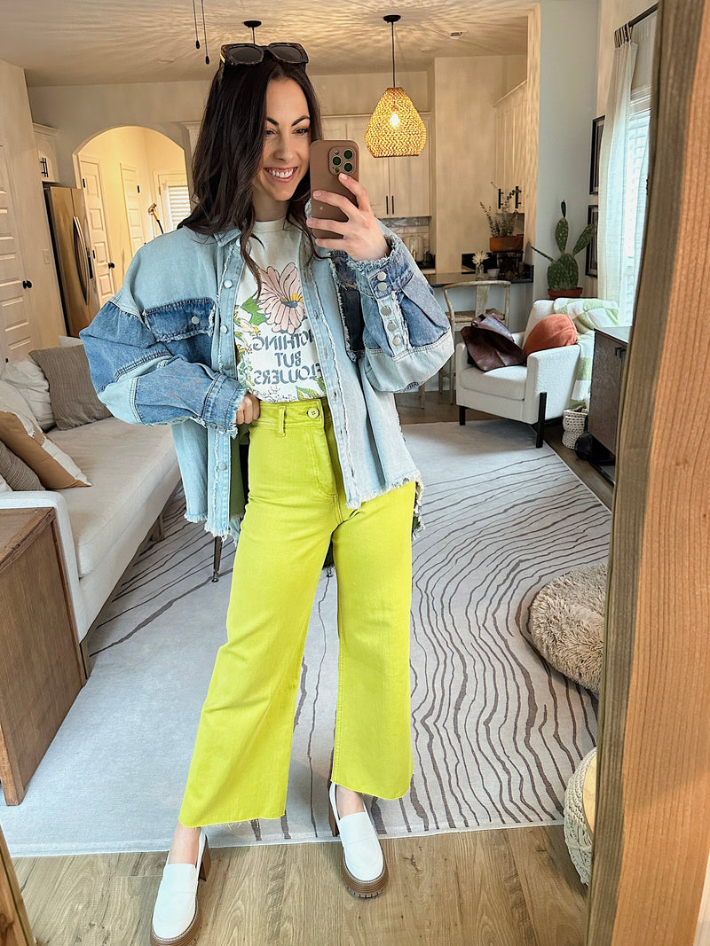 Main Squeeze Wide Leg Pants - Lime