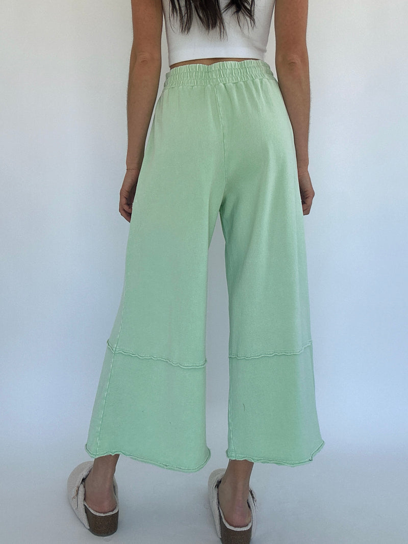 Flower Lane Wide Leg Pants - Apple