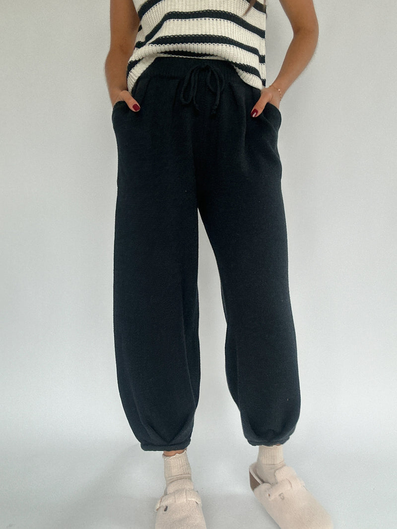 Stay Around Knit Pants - Charcoal