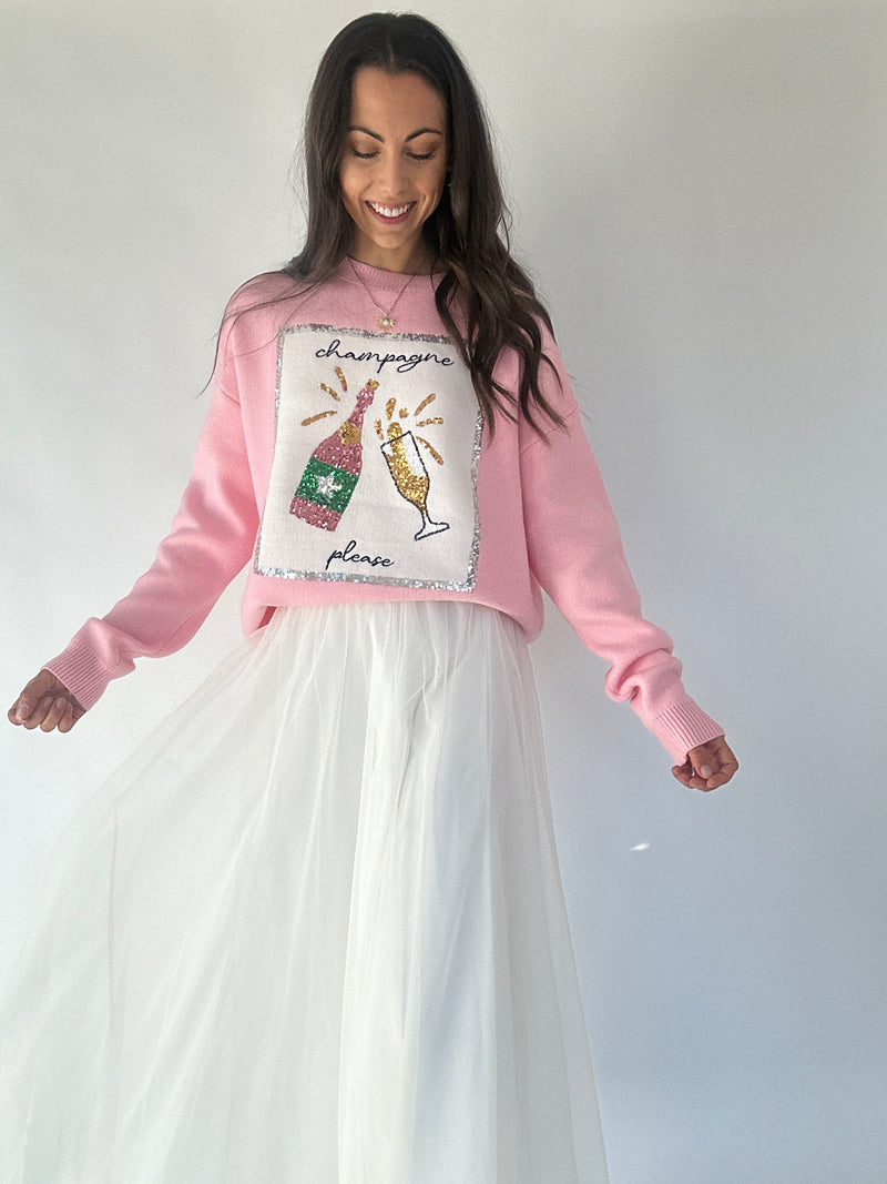 Champagne Bottle Sequin Sweater