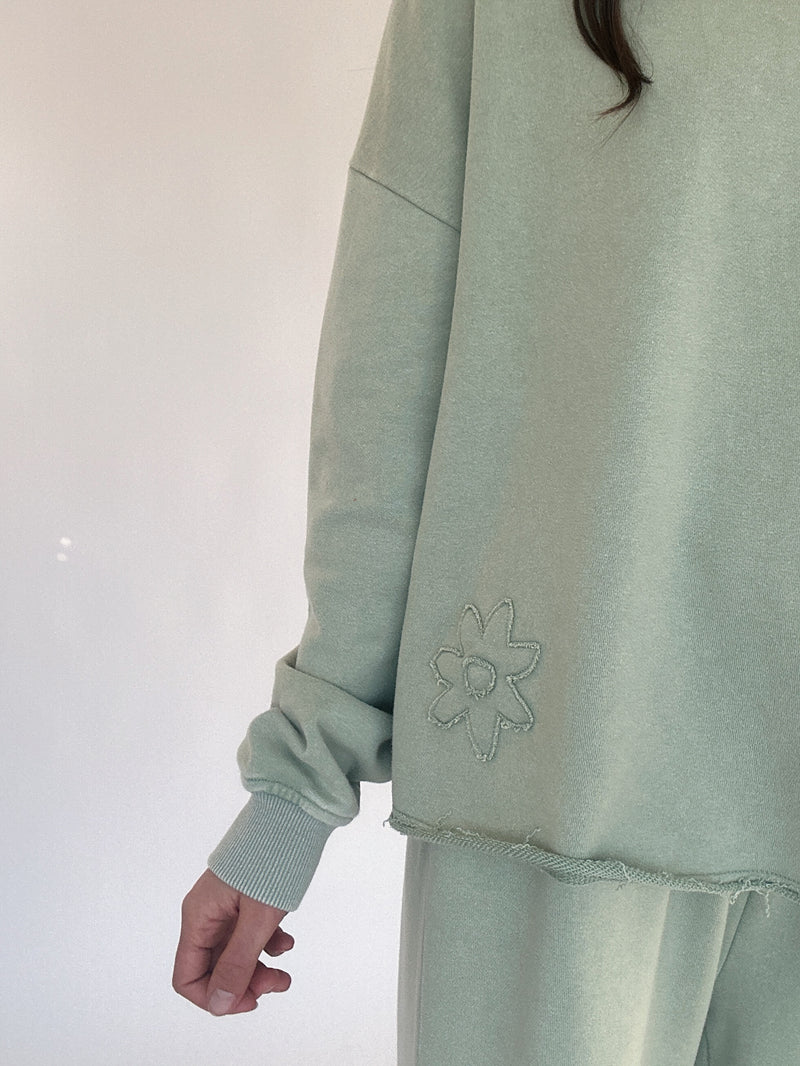 Blossom Flower Patch Pullover - Sage