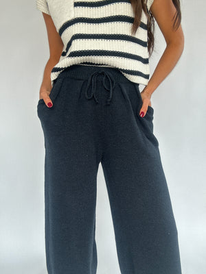 Stay Around Knit Pants - Charcoal