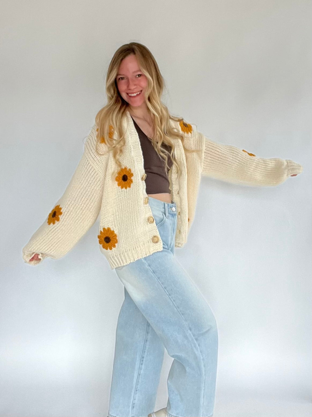 Sunflower Embroidered Cardigan