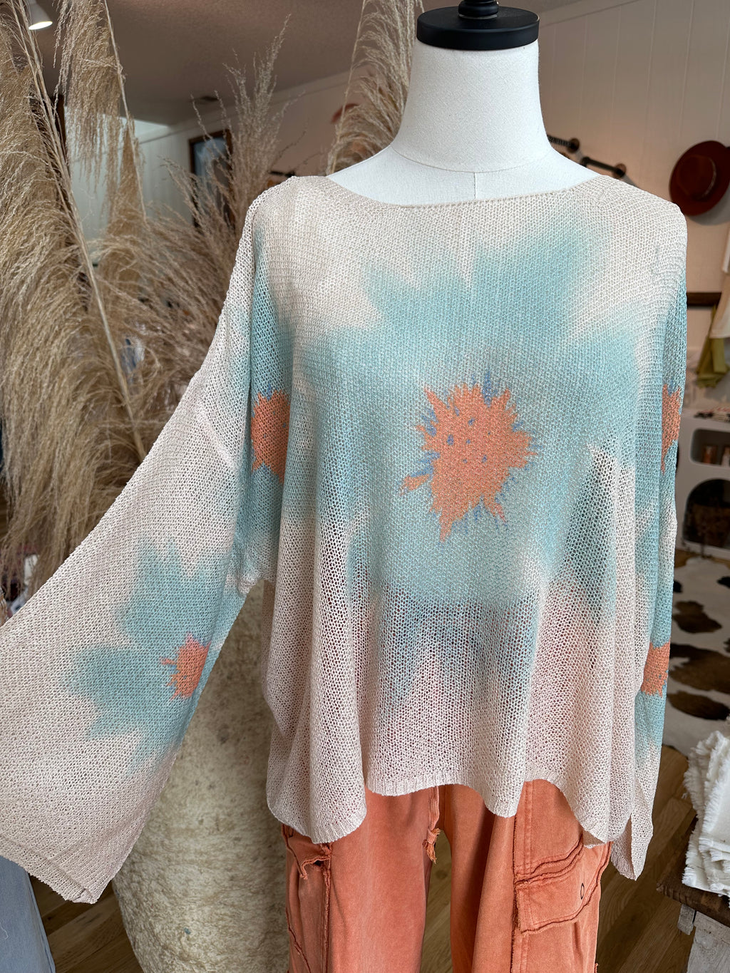 Buy Myself Flowers Sweater - Turquoise – Blue Magnolia