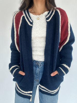 Varsity Zip Up Cardigan