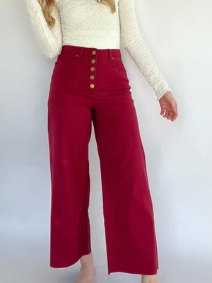 Sunday Stroll Wide Leg Pants - Red