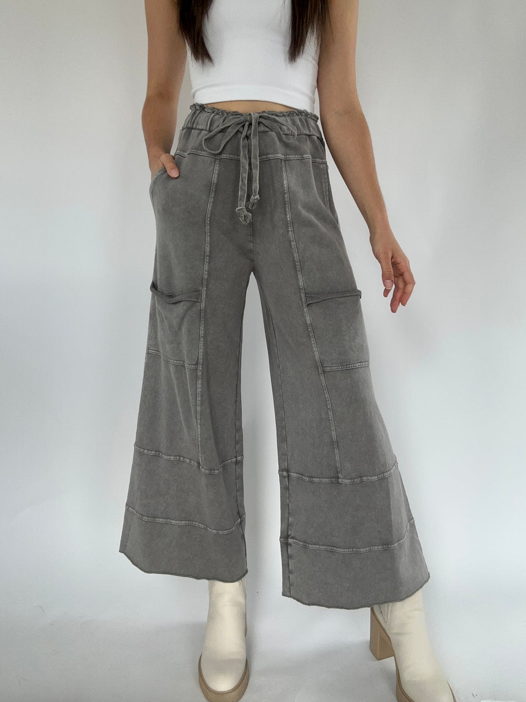 Traveller Wide Leg Pants - Ash