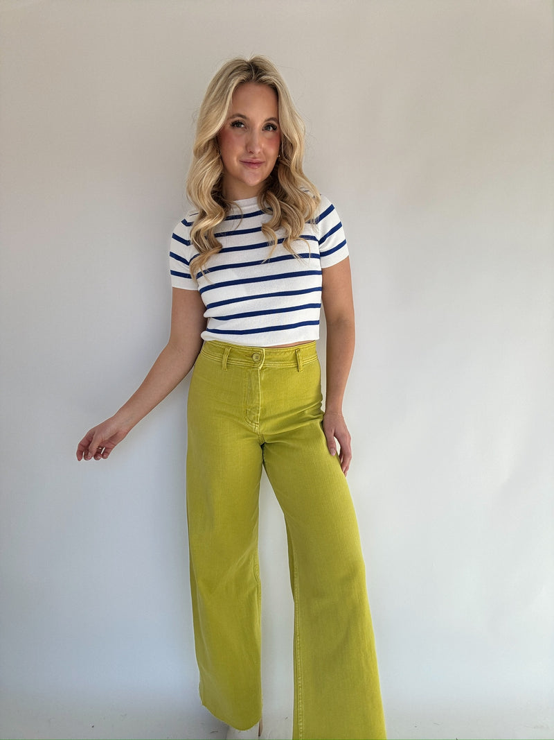 Main Squeeze Wide Leg Pants - Lime