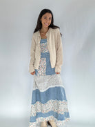 Can You Imagine Overall Dress front with cardigan