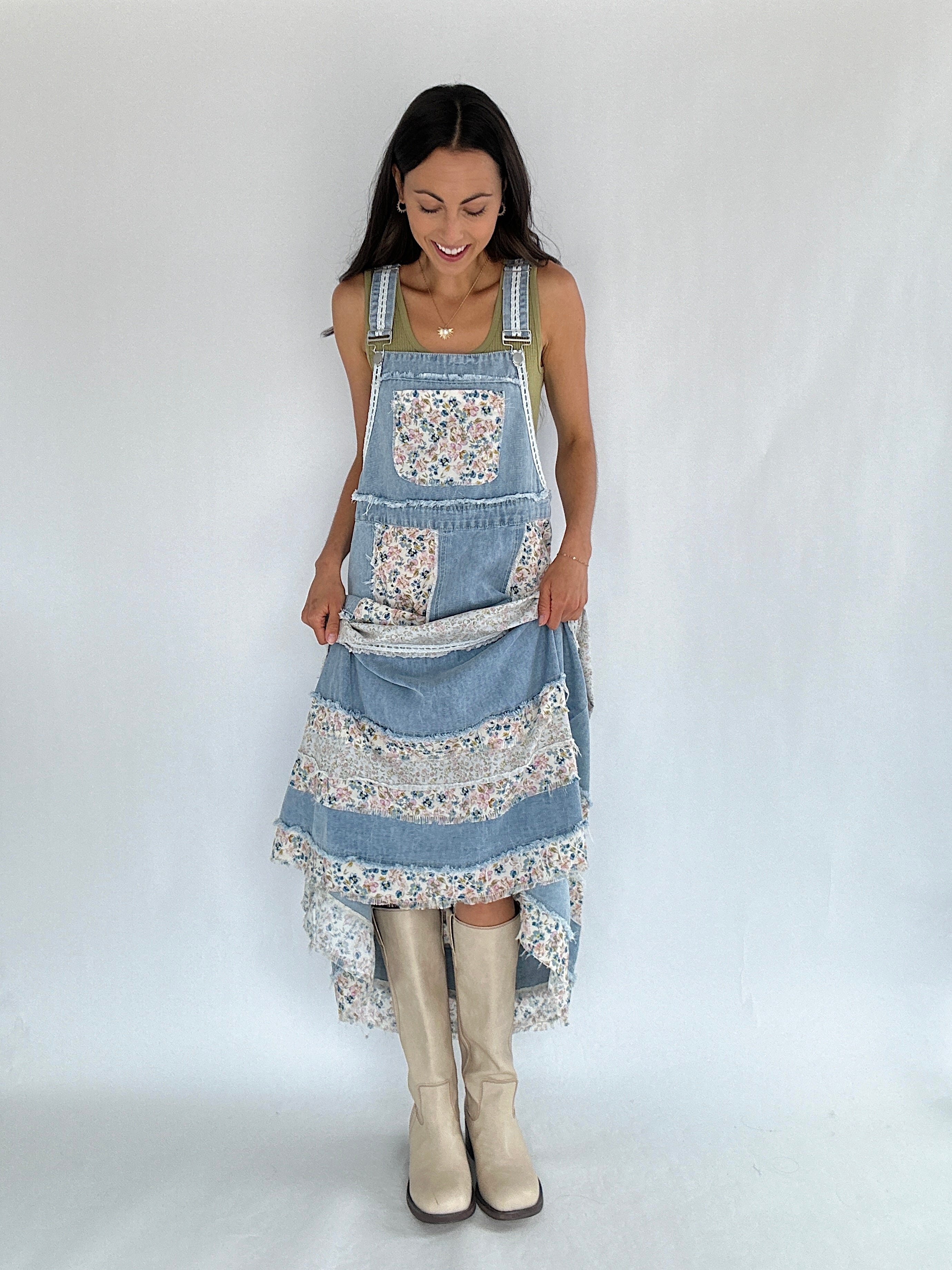 Can You Imagine Overall Dress With Boots