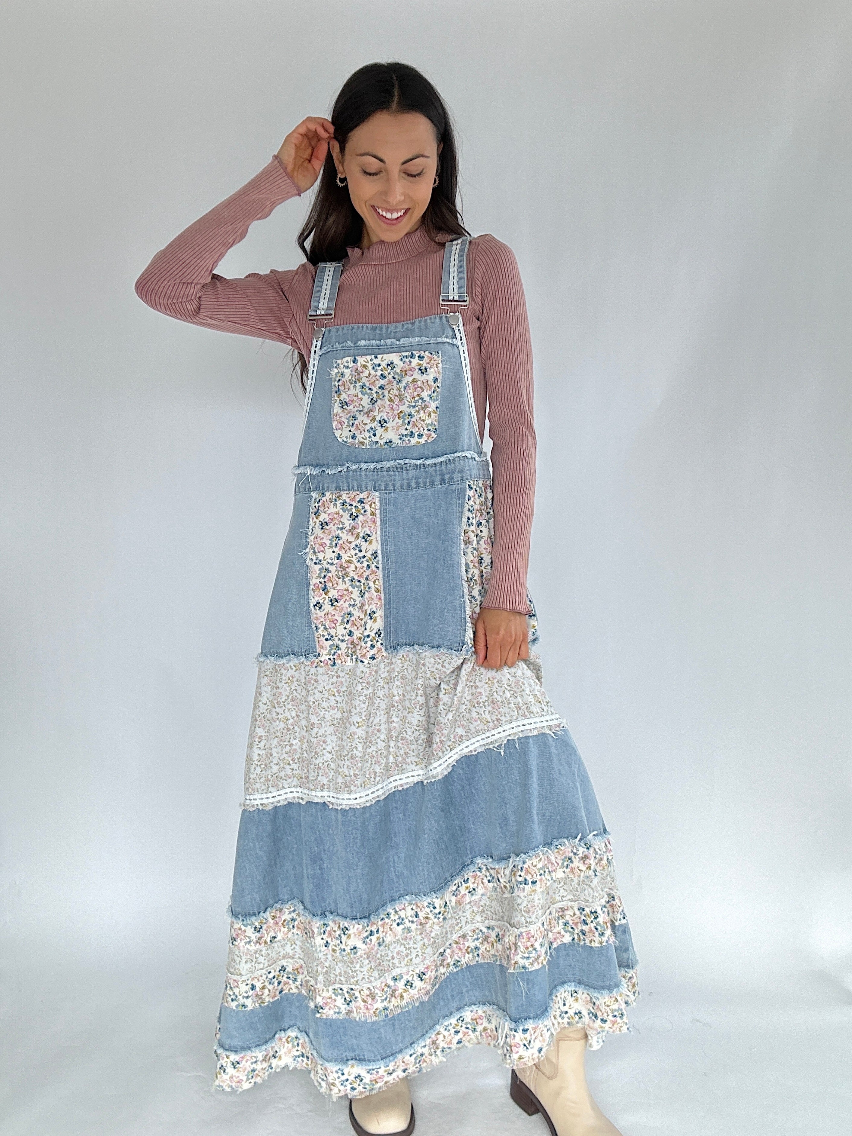 Can You Imagine Overall Dress With Long Sleeve Top