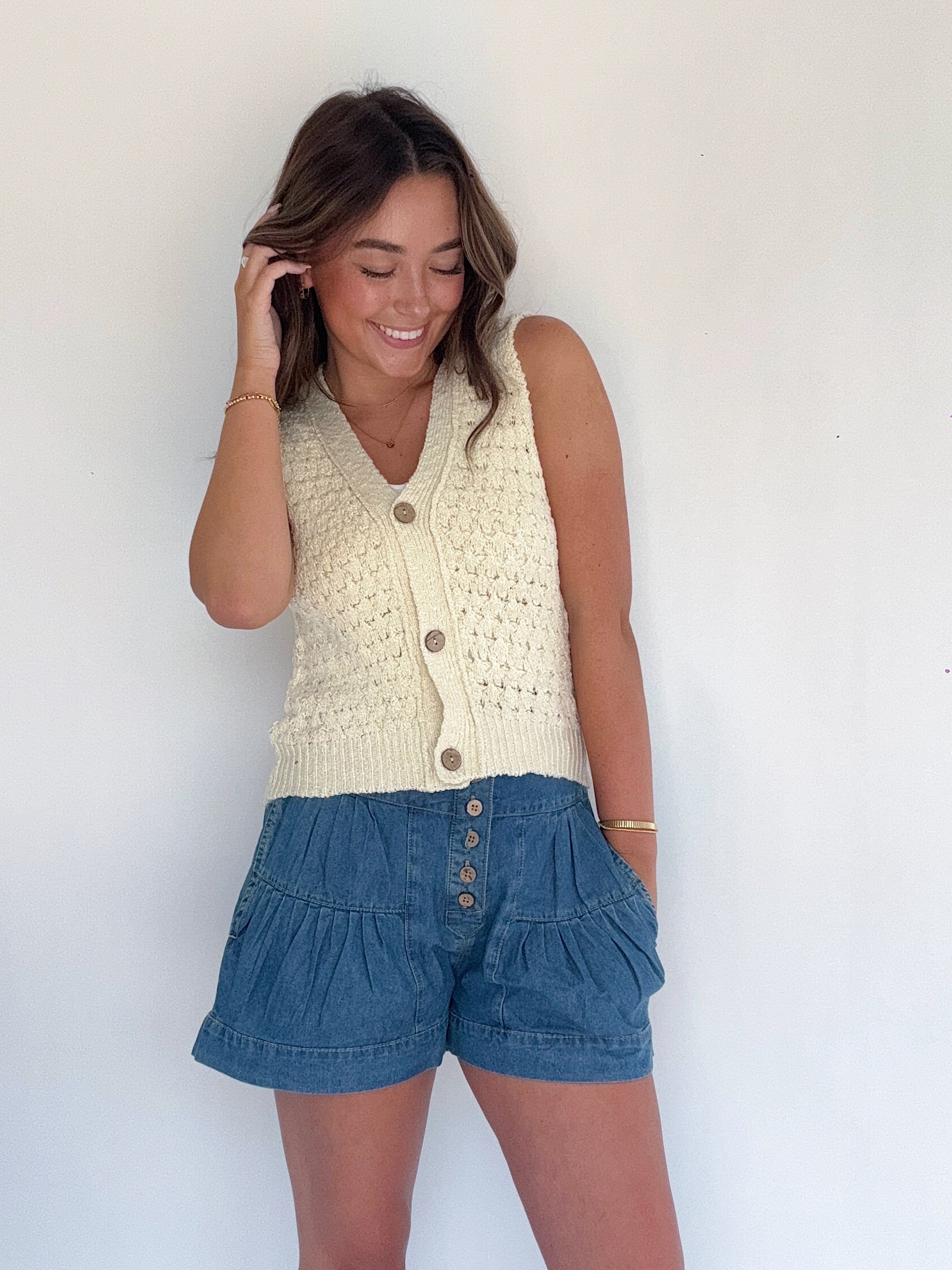 Caylee Knit Vest Top With Shorts