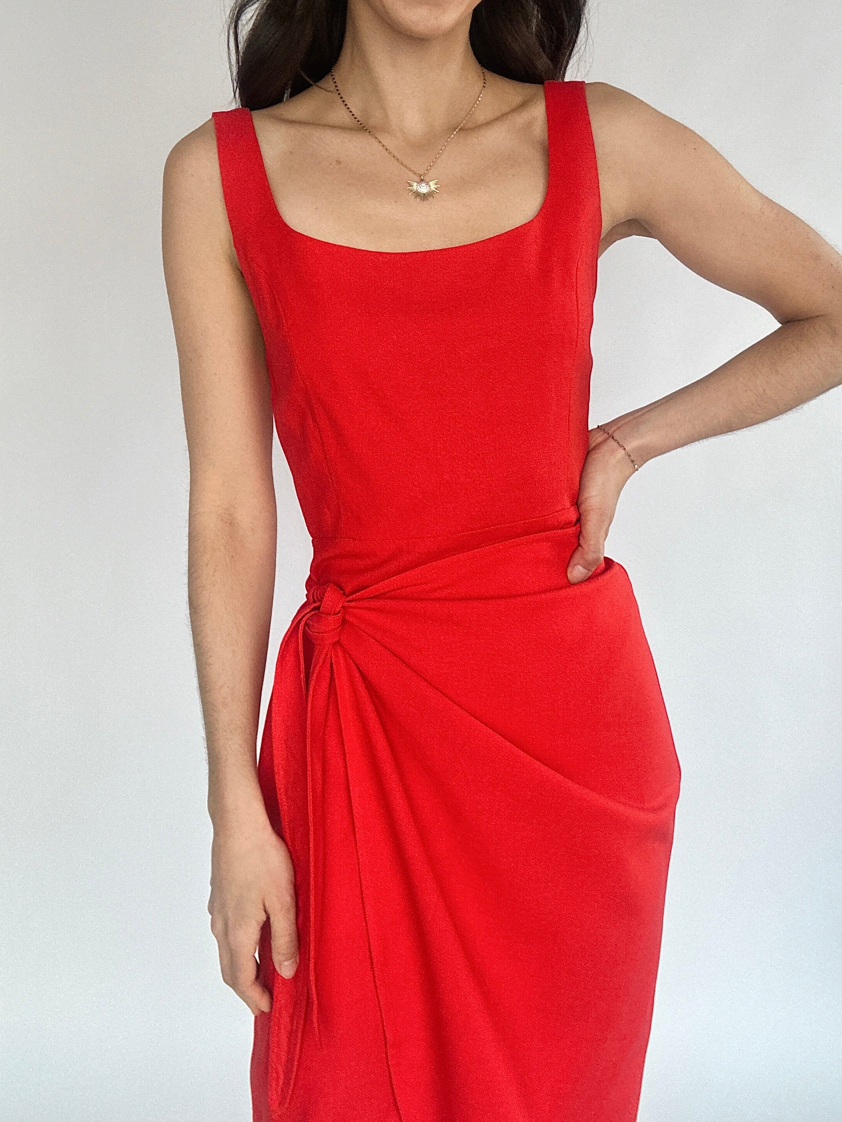 Charleston Wrap Midi Dress Red Front Top