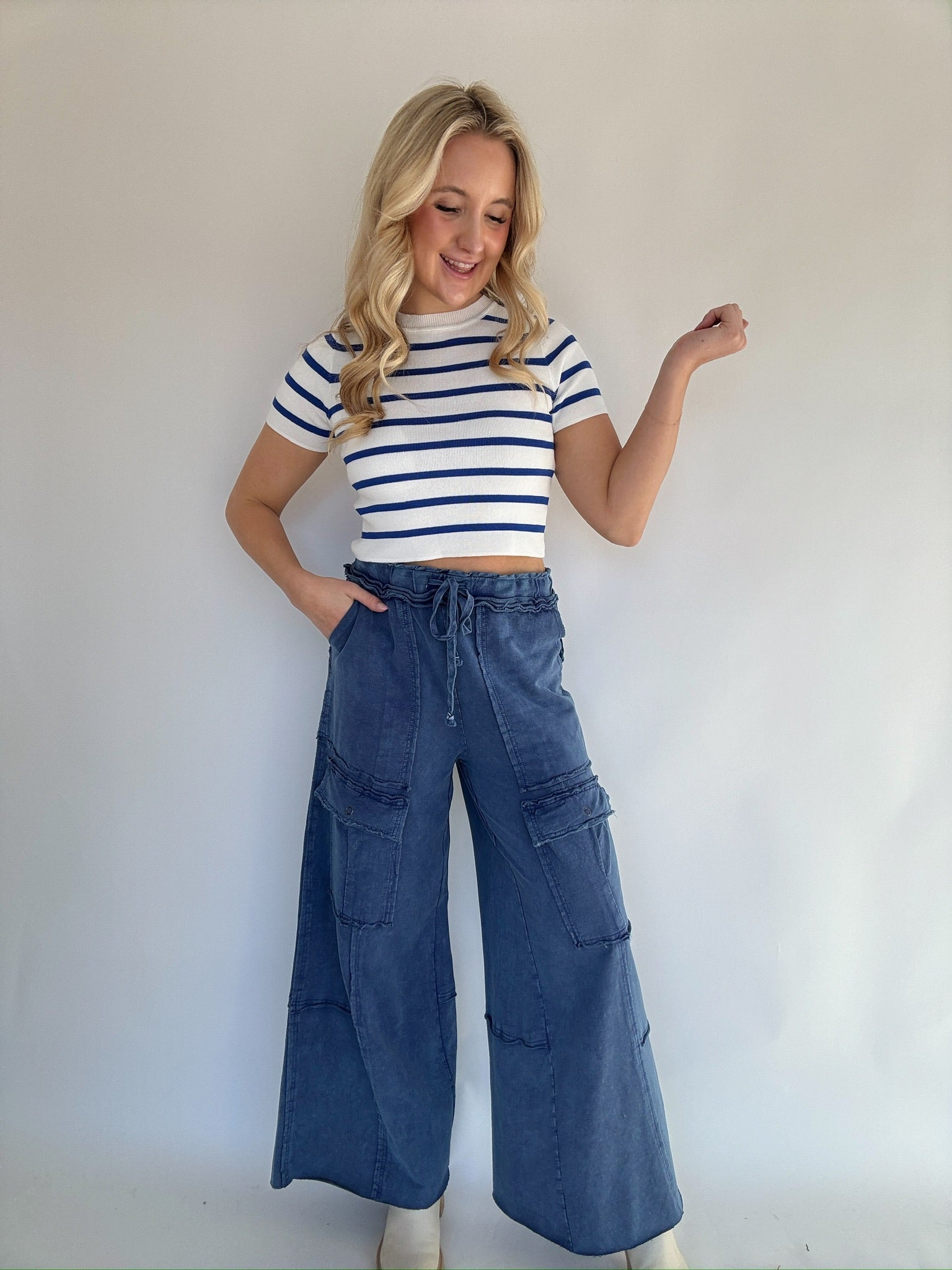 Chit Chat Striped Top With Wide Leg Pants