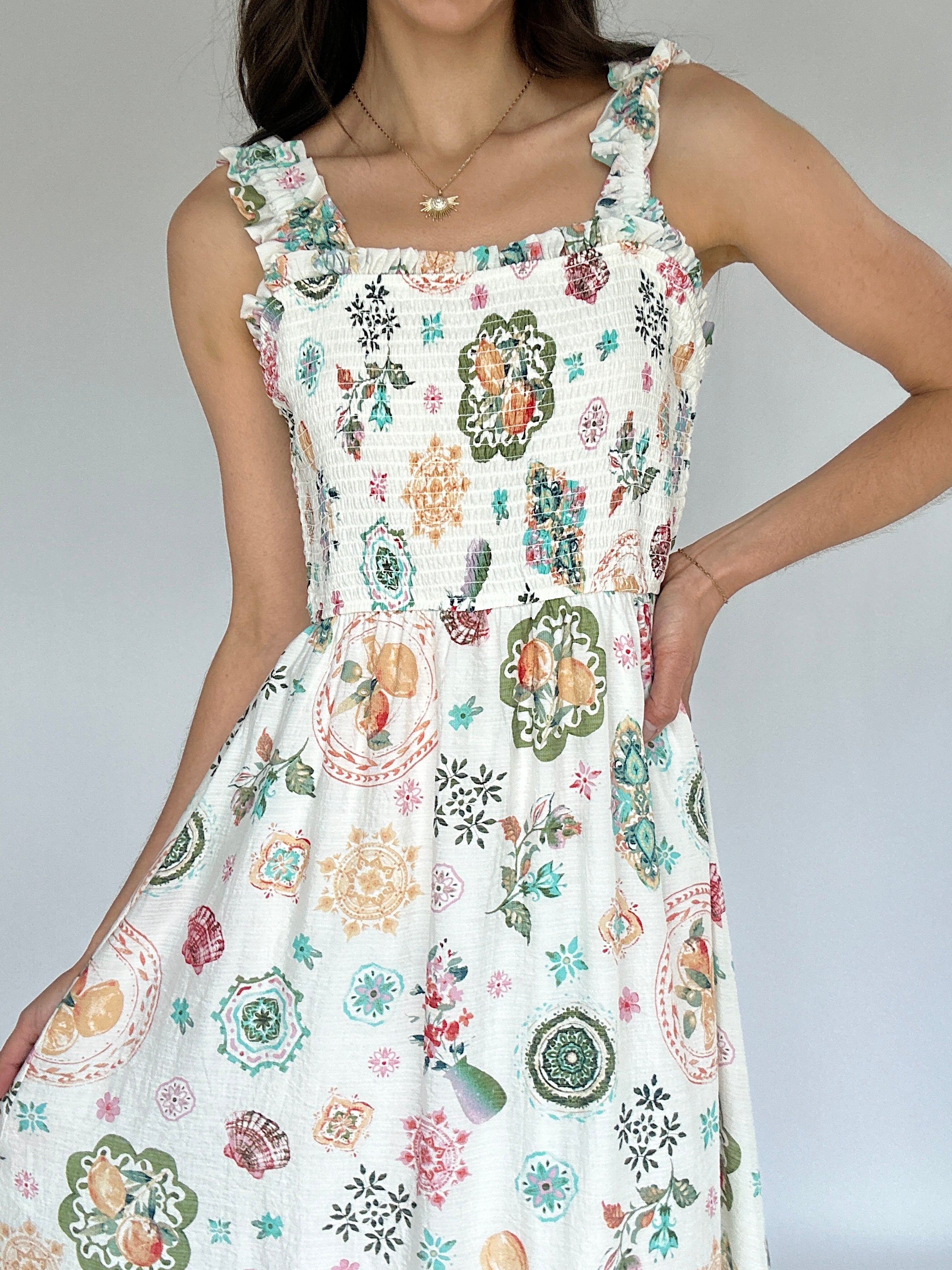 Citrus Garden Midi Dress Top