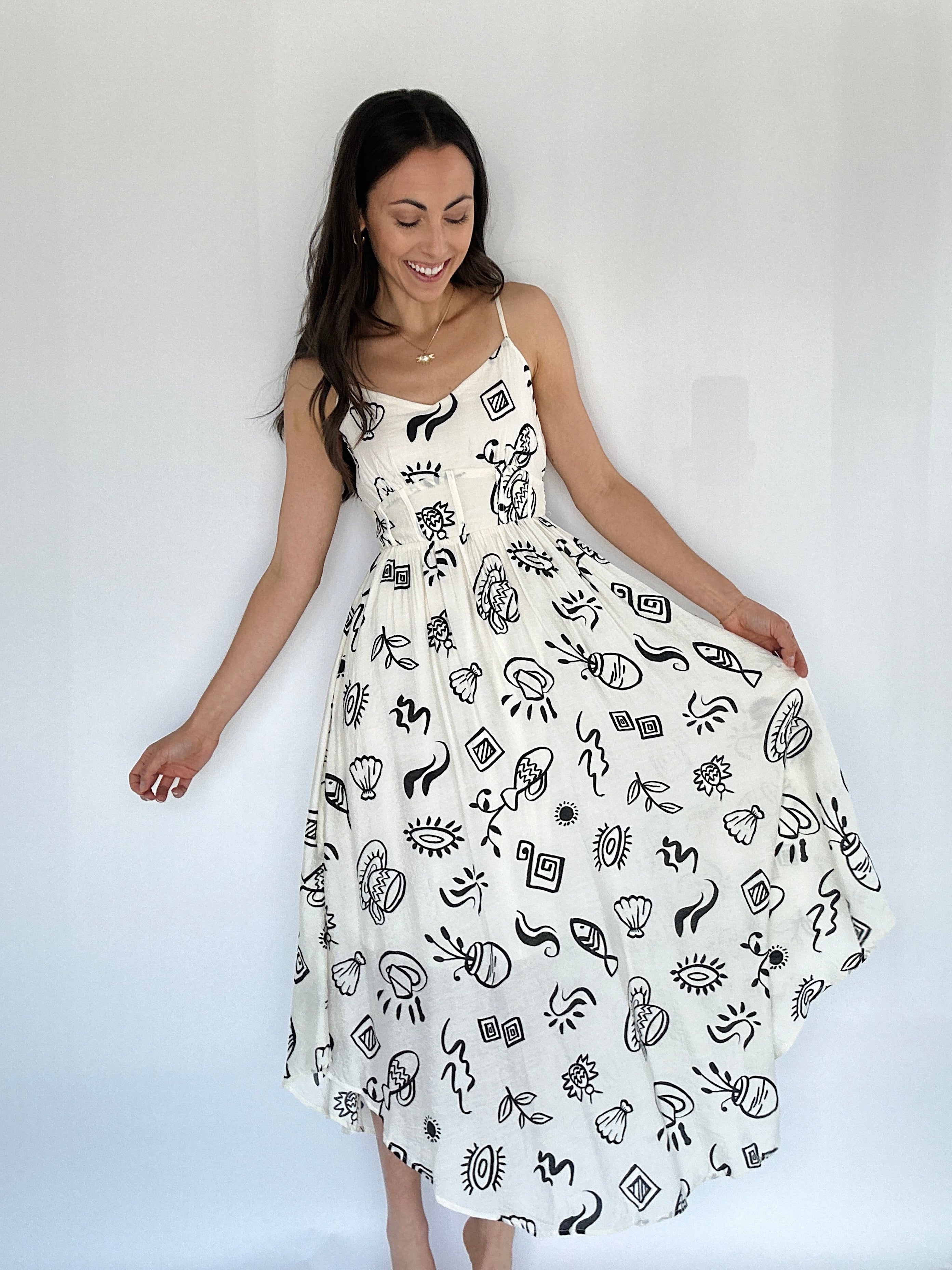 Coastal Cafe Midi Dress Front