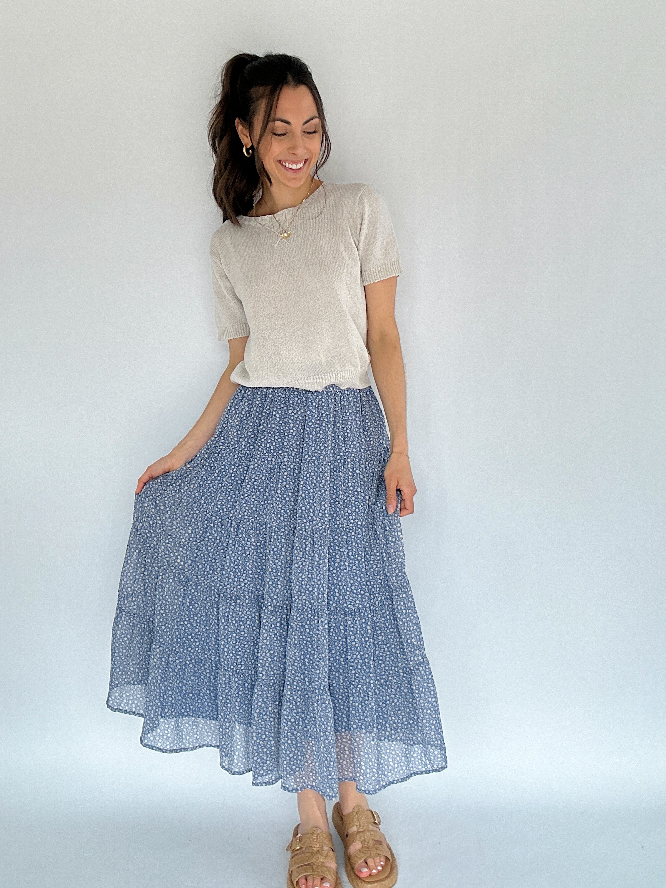 Come On Floral Midi Skirt
