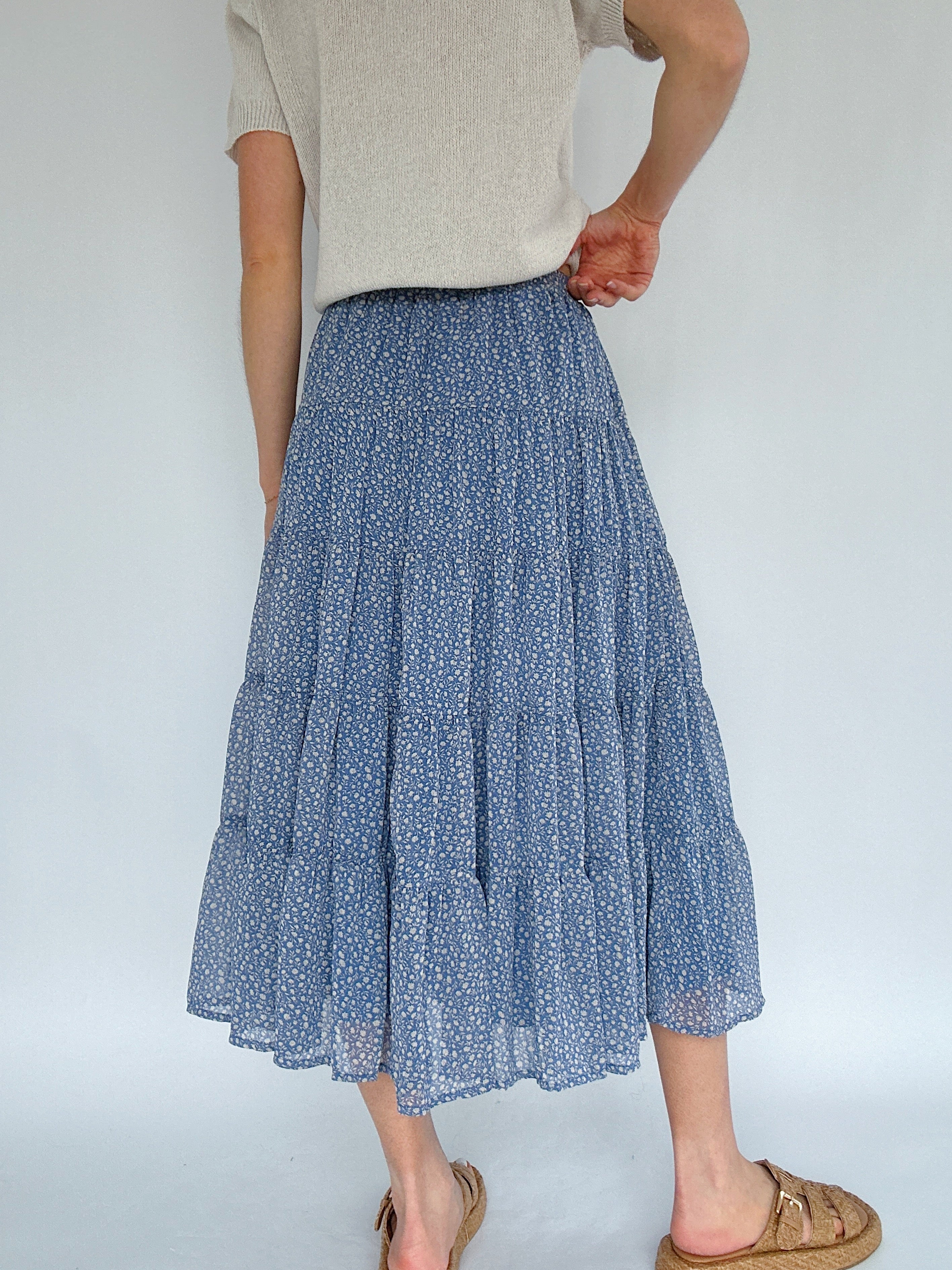 Come On Floral Midi Skirt Back