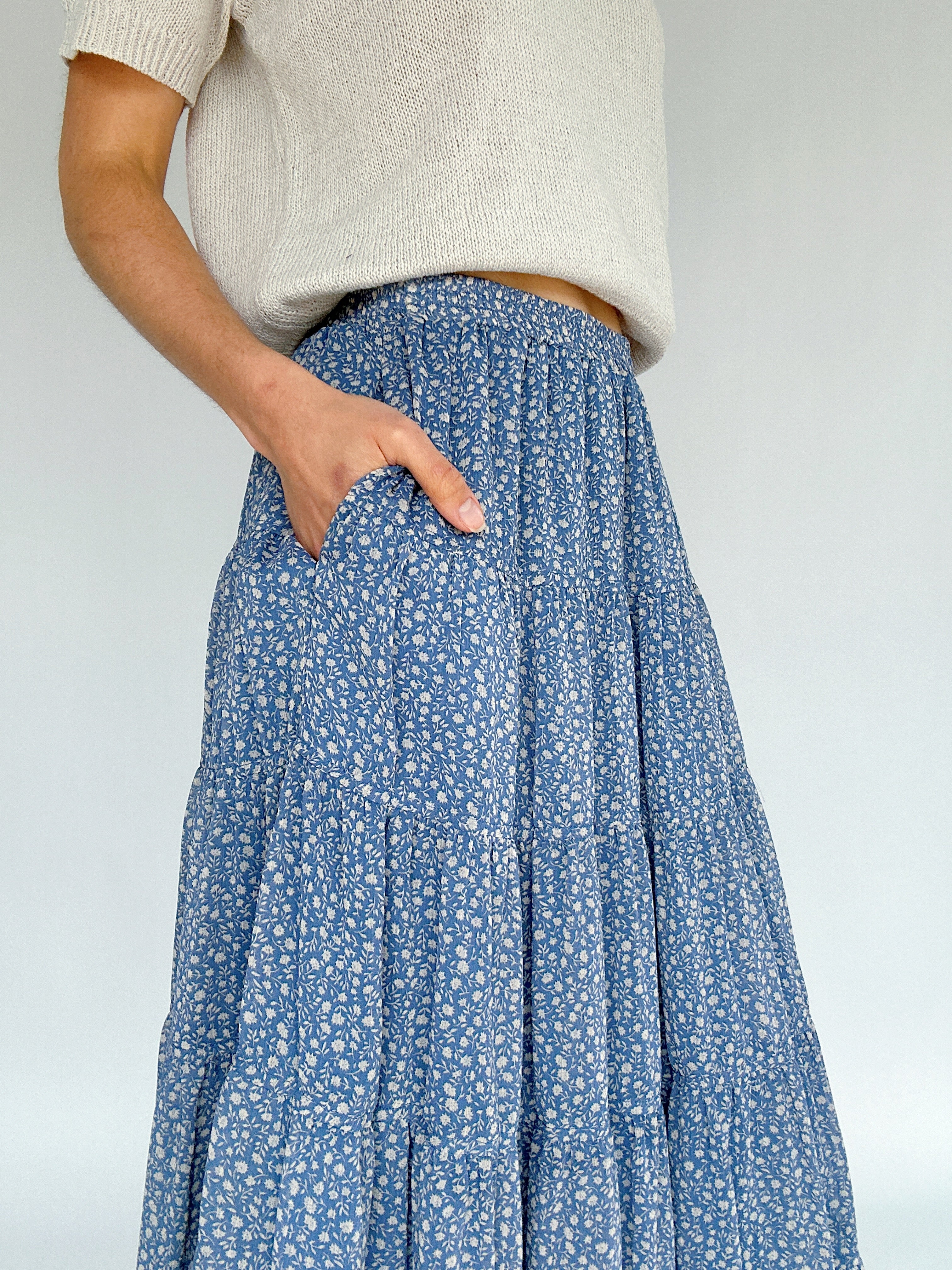 Come On Floral Midi Skirt Pocket
