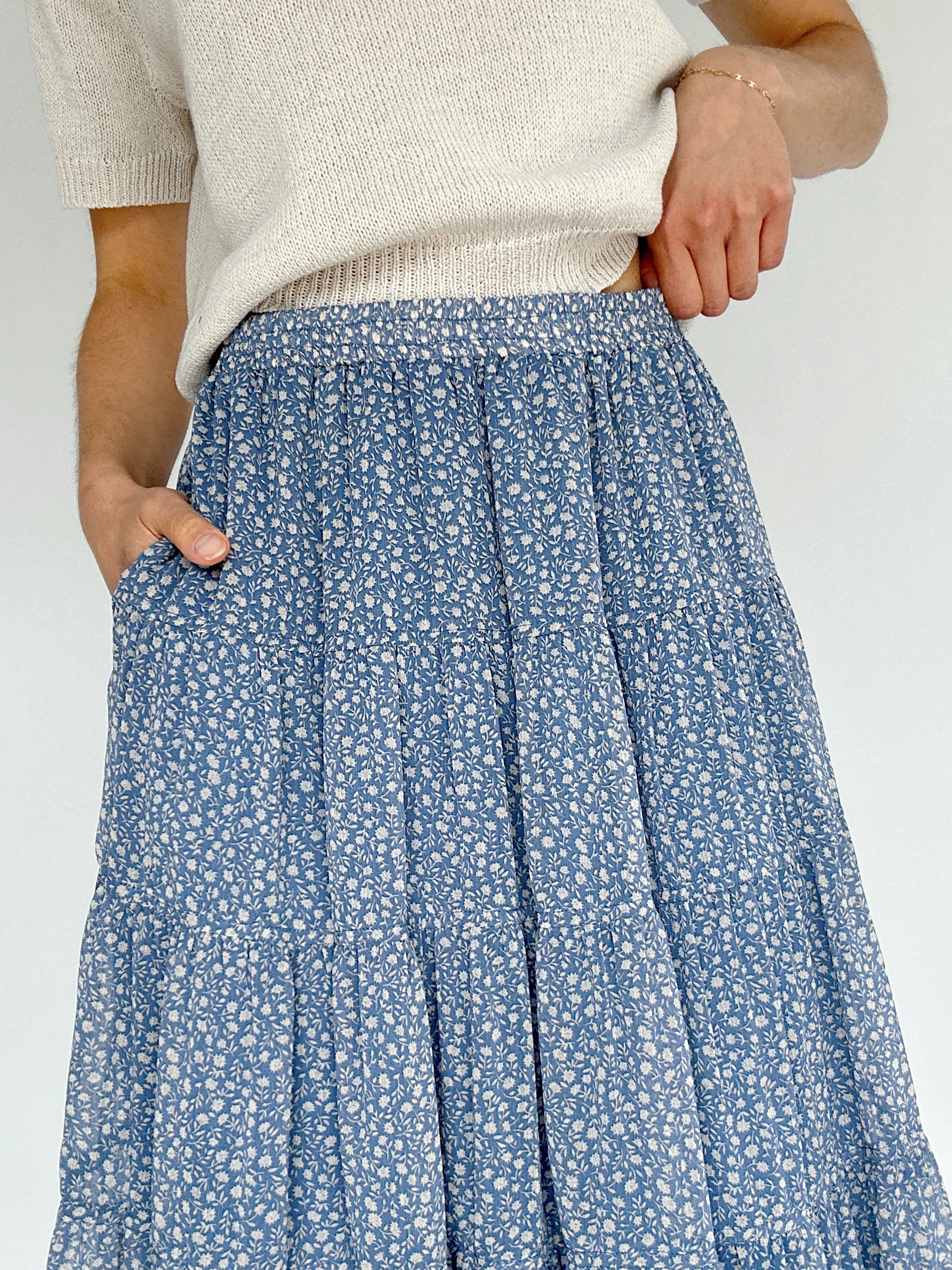 Come On Floral Midi Skirt Waist