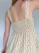 Cottage Core Floral Striped Midi Dress Back Detail