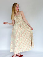 Cottage Core Floral Striped Midi Dress Front