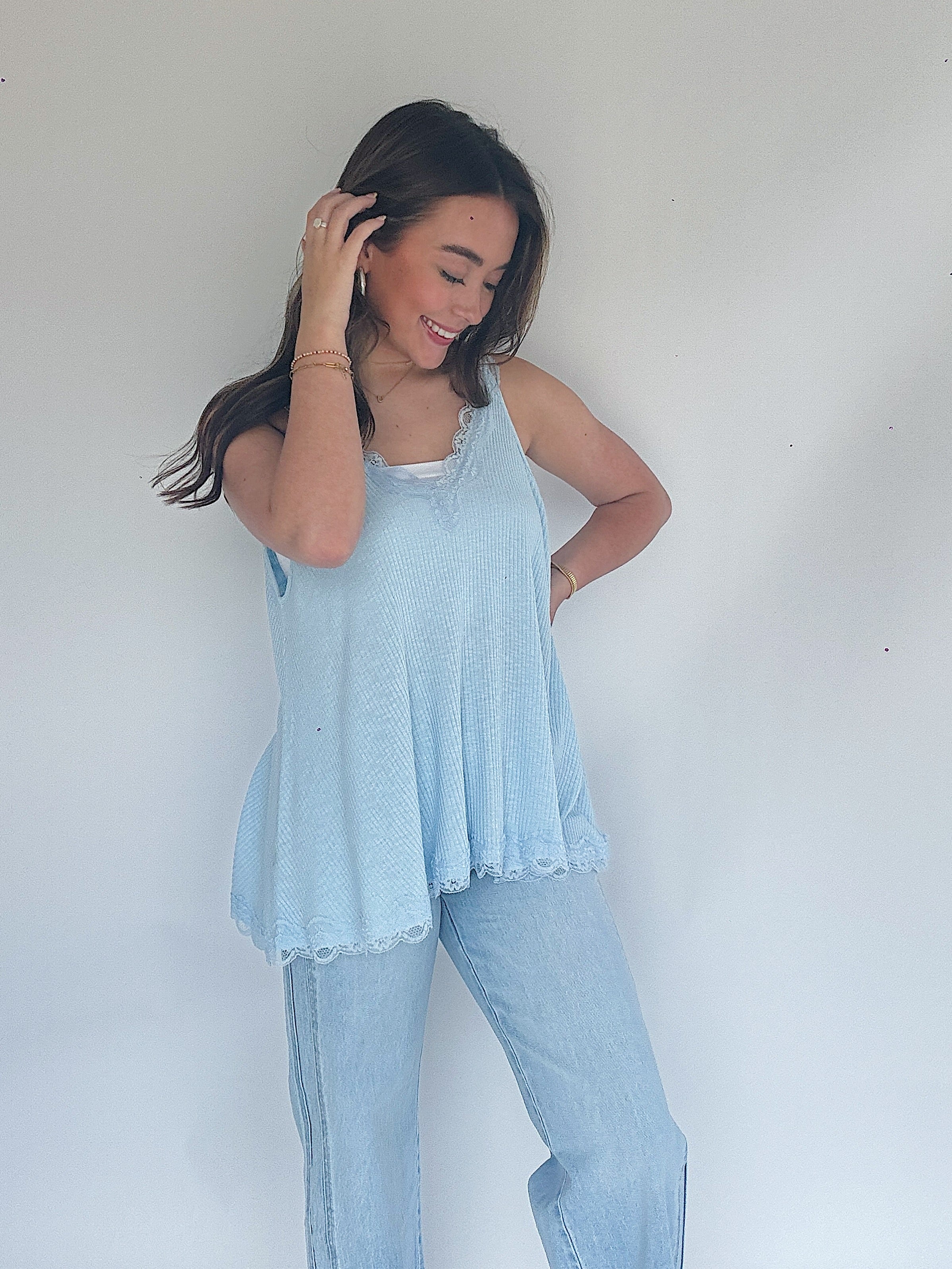 Crash Into You Tank Sky Blue Side