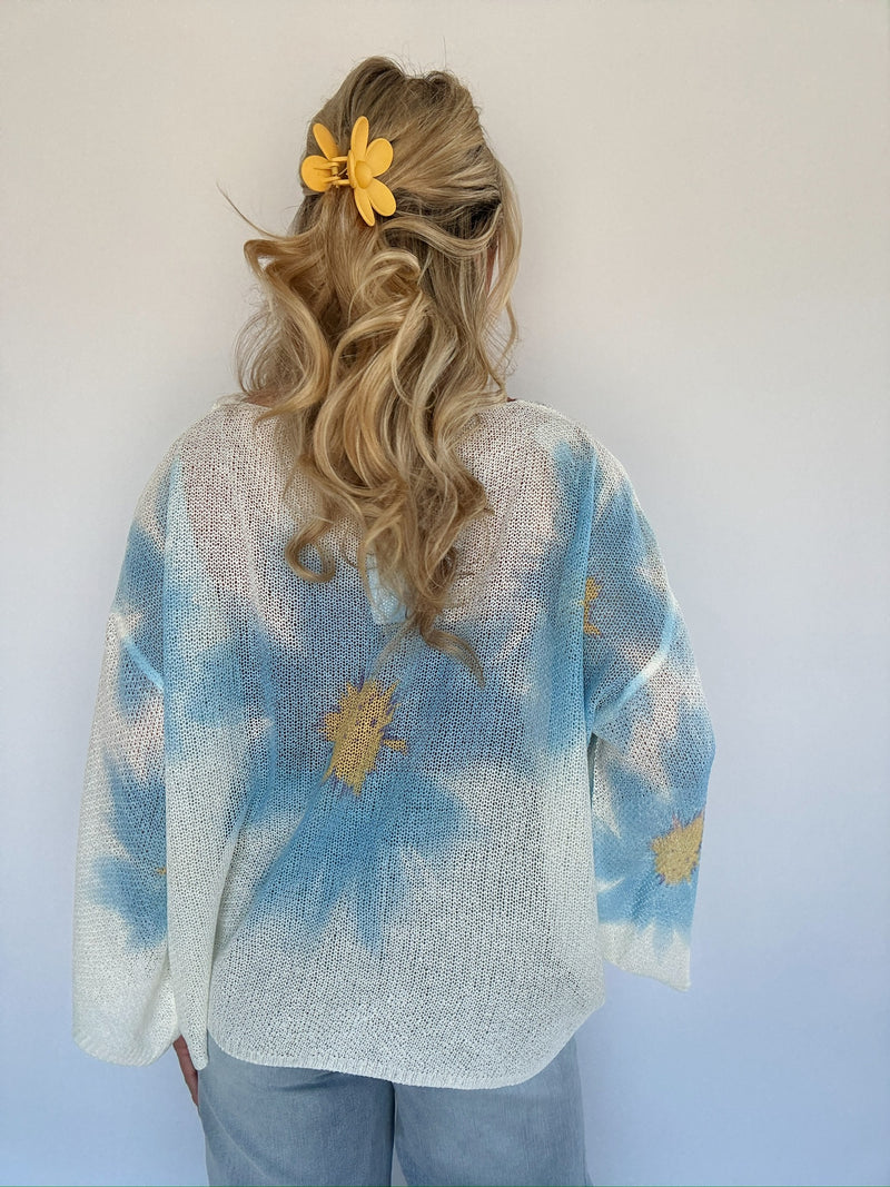 Buy Myself Flowers Sweater - Blue